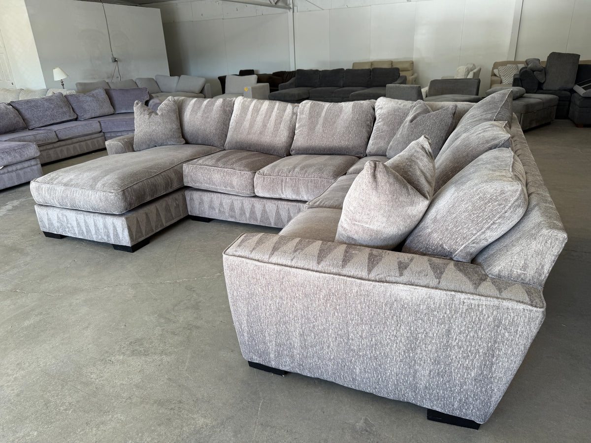 Taupe Down-Filled U-Shaped Sectional – Like New