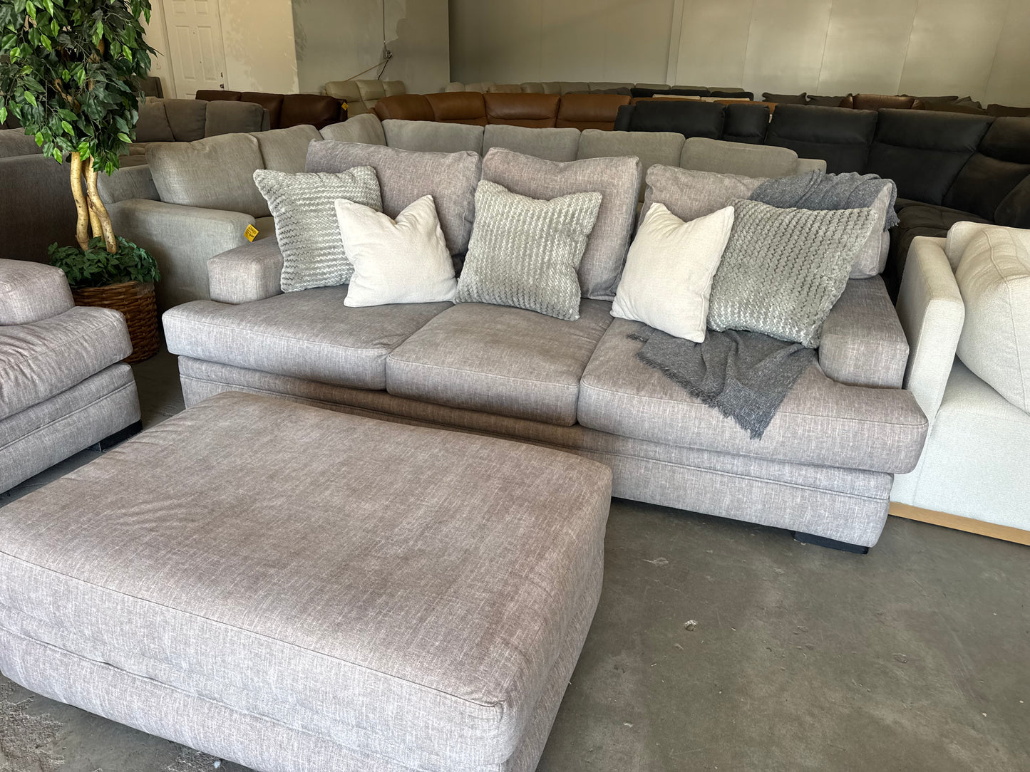Taupe / Gray RC Willey Piccolo Series Set with Ottoman and Washable Covers