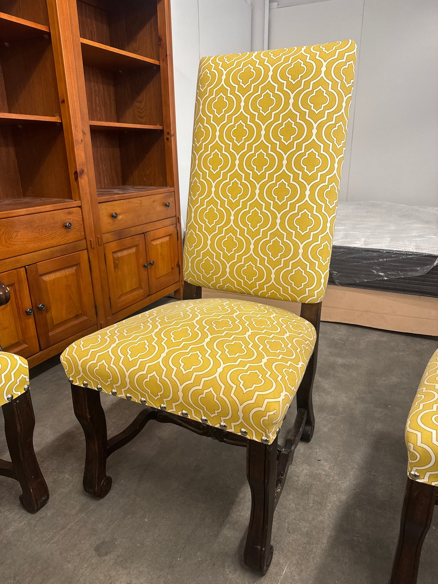 Set of 6 Matching Upholstered Wooden Dining Chairs