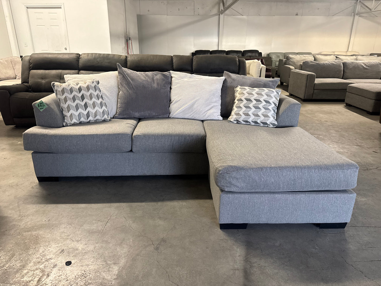 Gray Fabric Sectional with Reversible Chaise + Large Chair Set