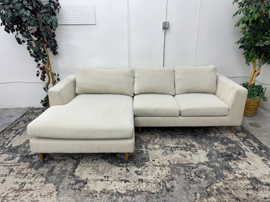 Beige Interior Define Sloan Mid-Century Sectional with Down Cushions