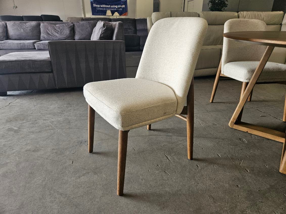 Dining Table Set – 48” Round Wood Table with 4 Upholstered Chairs