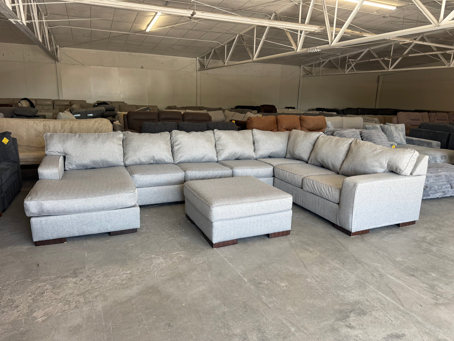 Gigantic Gray Modular U Shape Sectional with Ottoman