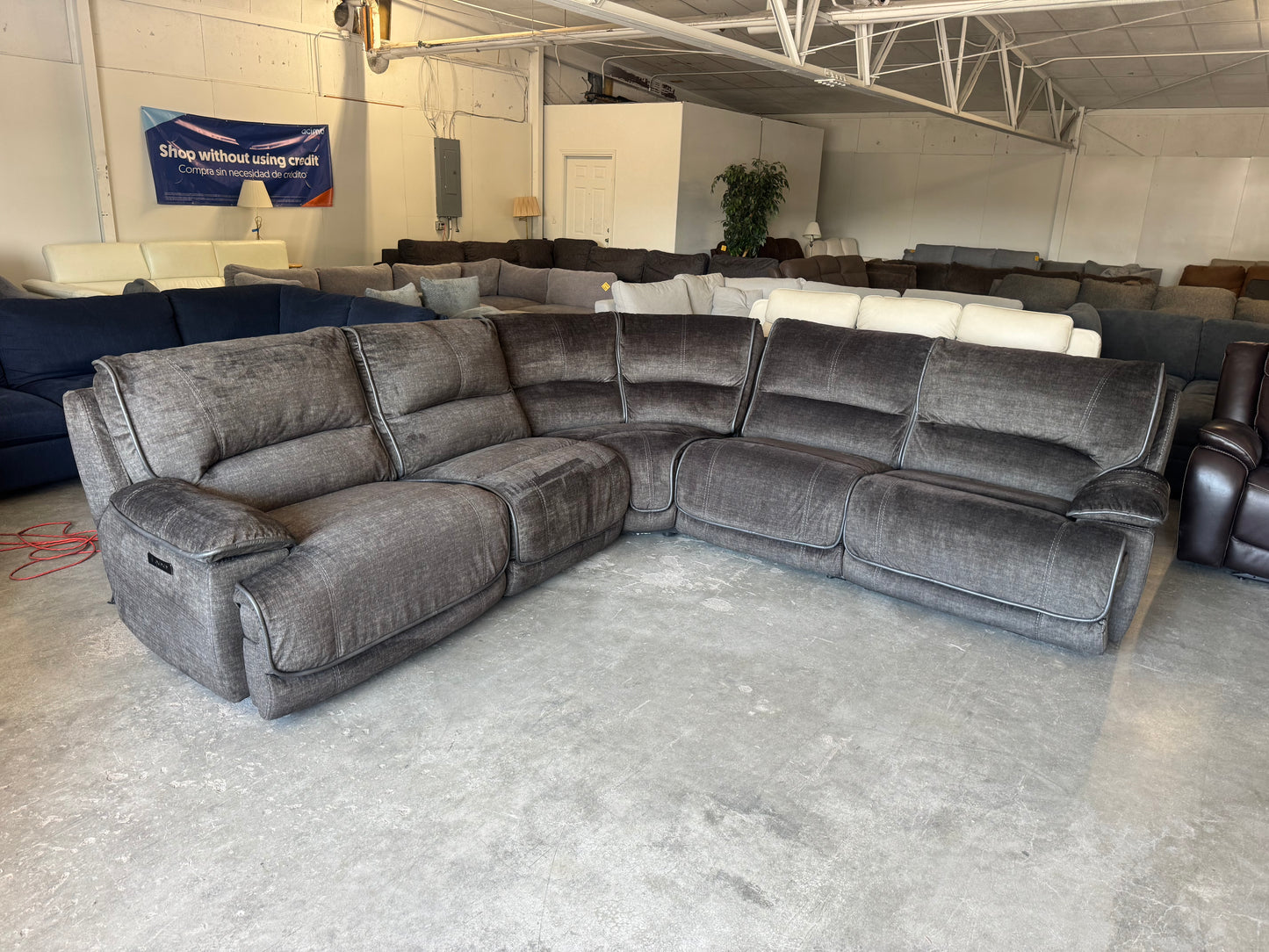 Sage Green Modular U-Shaped Sectional with 3 Pwr Recliners