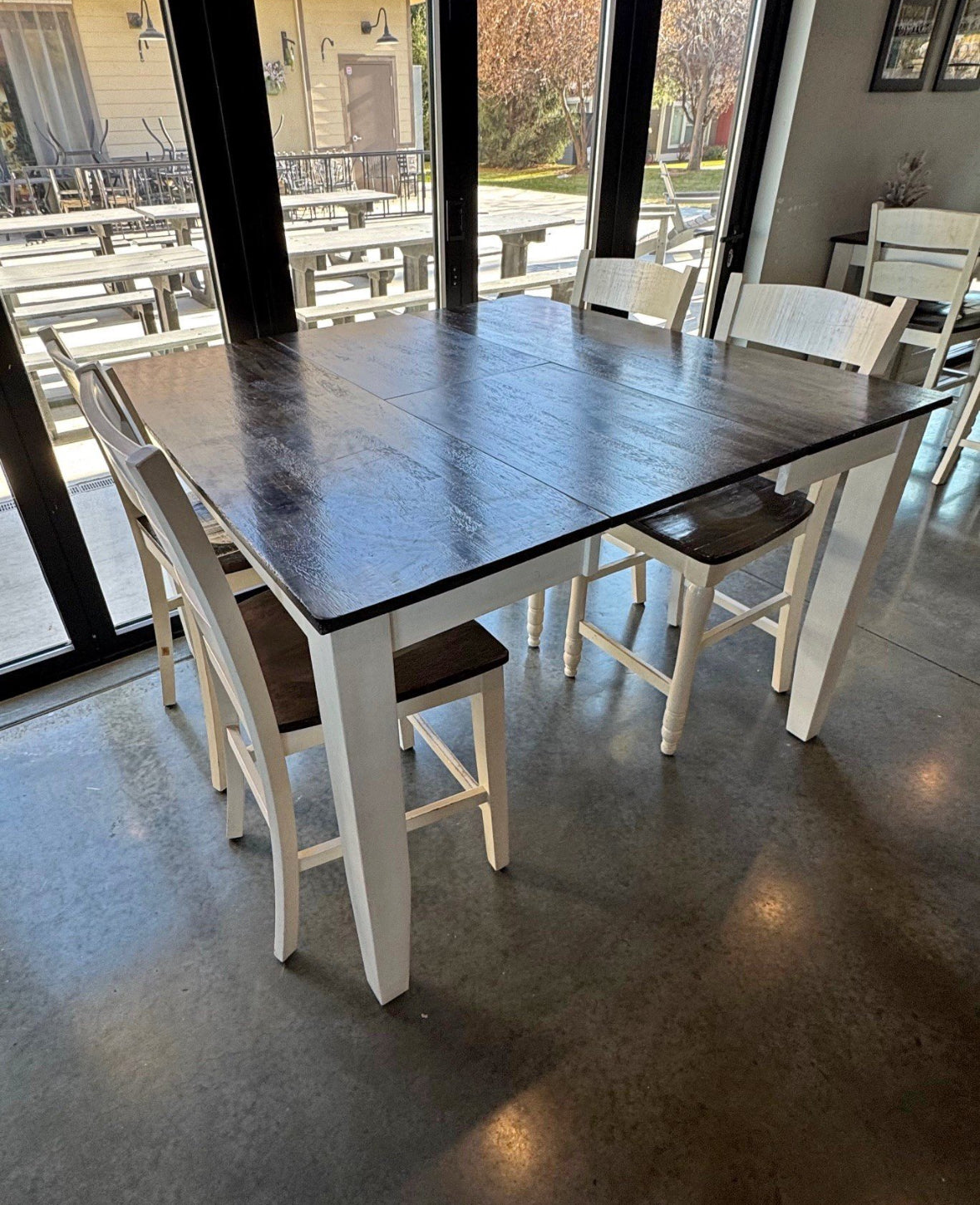 Dining Table – Bar Height Cottage-Style Extendable Table w/ 4 Chairs