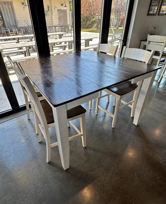 Dining Table – Bar Height Cottage-Style Extendable Table w/ 4 Chairs