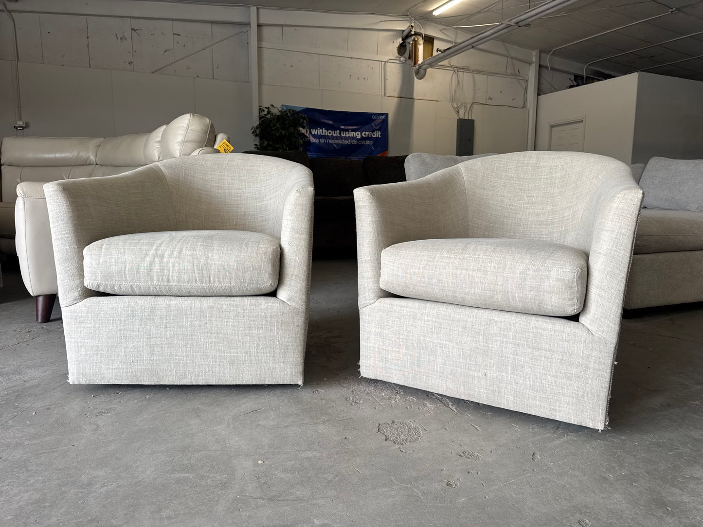 Designer Beige Swivel Chairs (Set of 2)