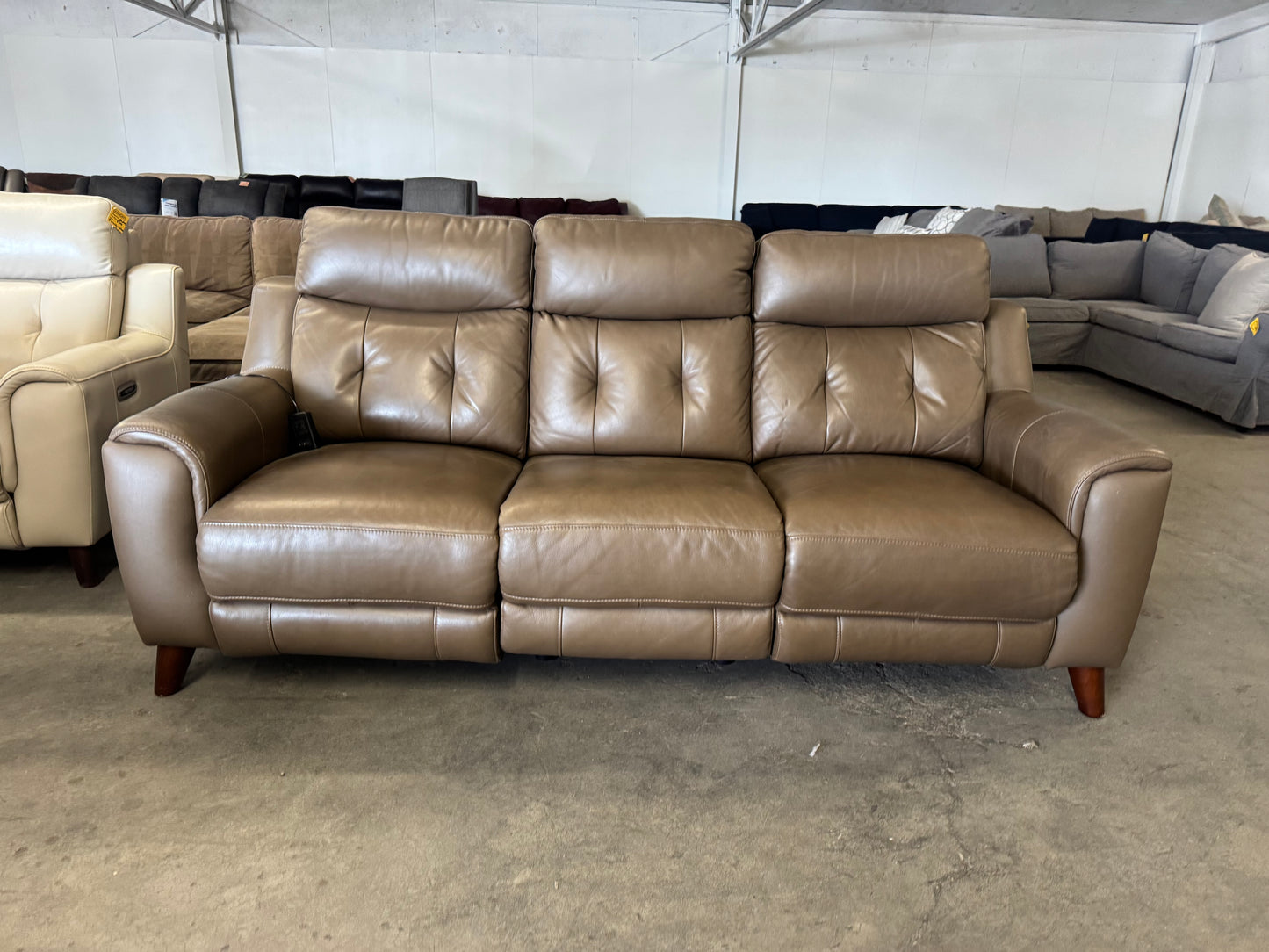 Dark Brown Malibu Leather Power Reclining Sofa