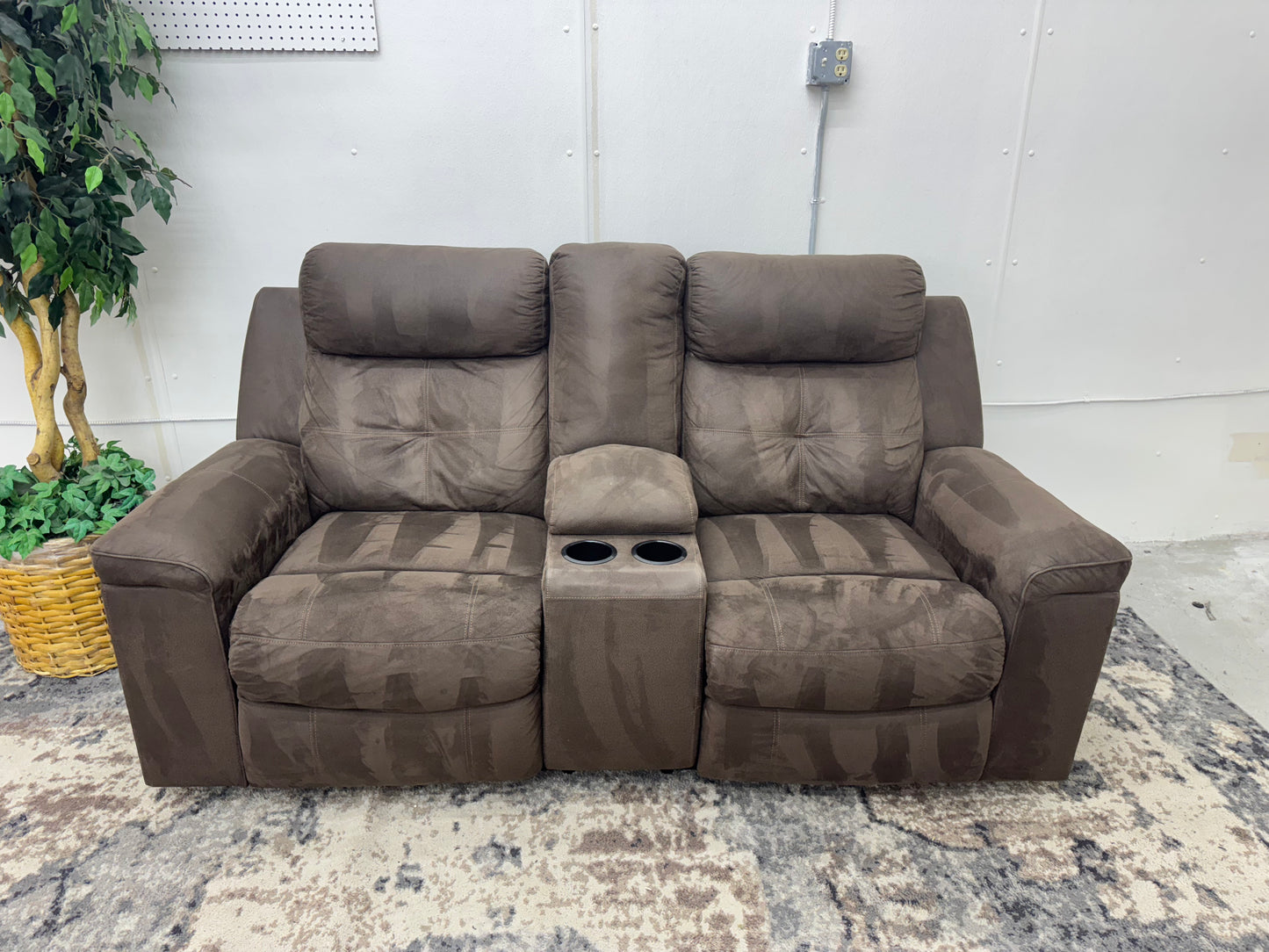 Brown Microfiber Loveseat Recliner