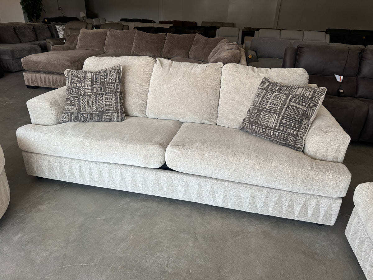 Living Room Set – Plush Beige Sleeper Sofa, Loveseat & Barrel Chair