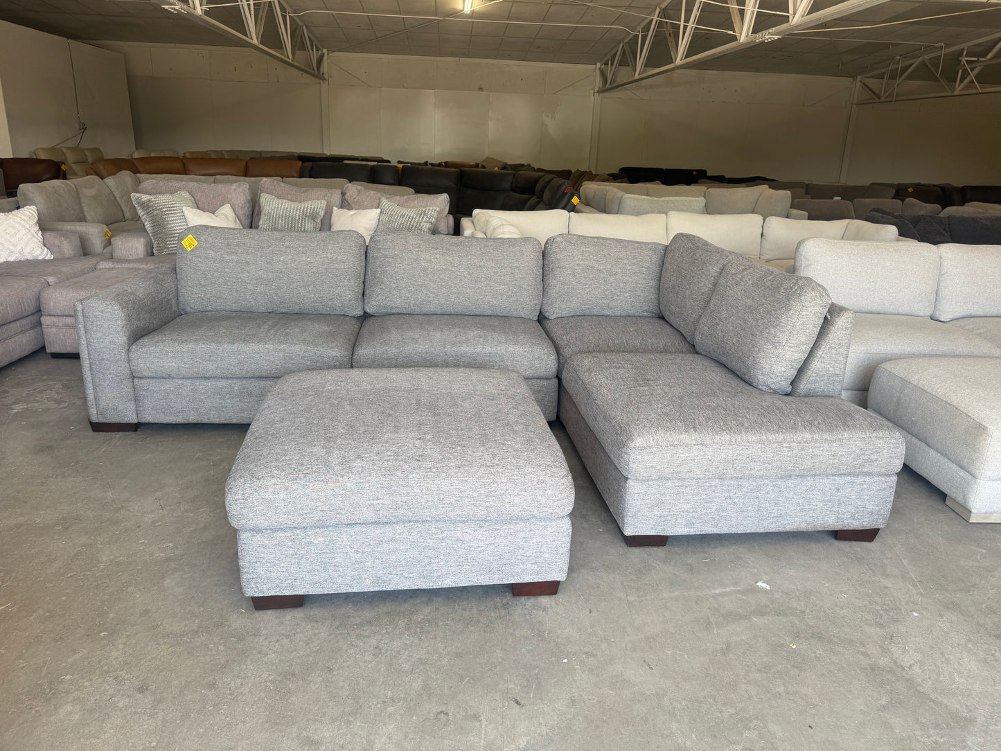 Gray L Shape Sectional with Ottoman