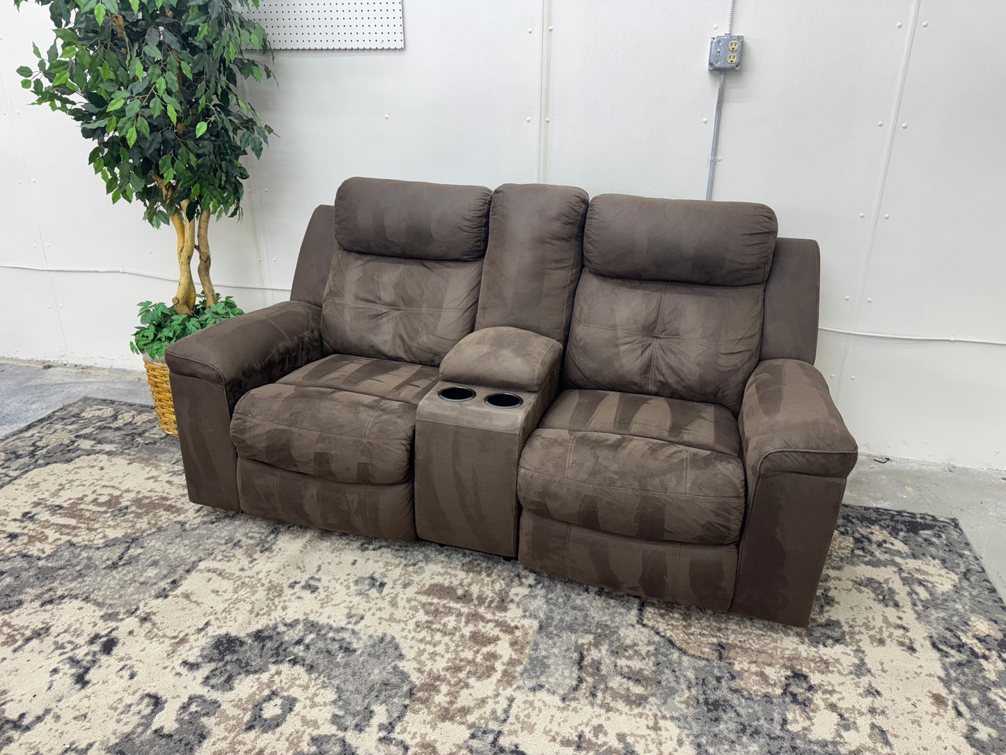 Brown Microfiber Loveseat Recliner