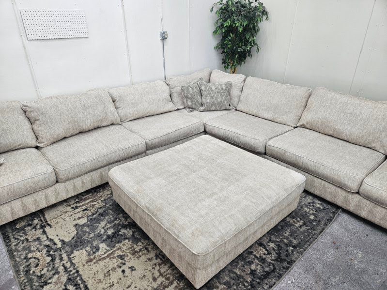 Ashley Rawcliffe Sectional Couch with Two Modular Extenders + Oversized Ottoman
