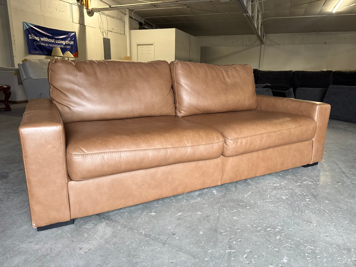 Camel Brown Leather Couch