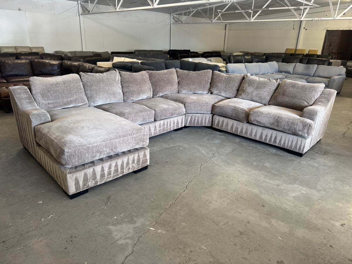 Huge Taupe Down-Filled U-Shaped Sectional with Chaise