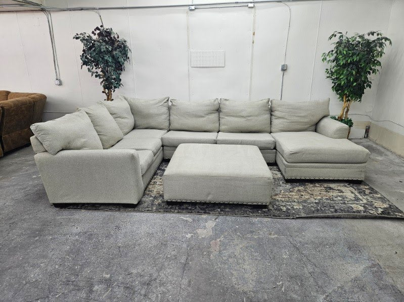 Huge Beige U Shape Sectional with Ottoman