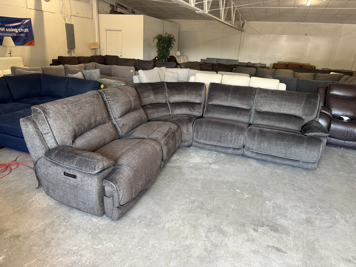 Sage Green Modular U-Shaped Sectional with 3 Pwr Recliners
