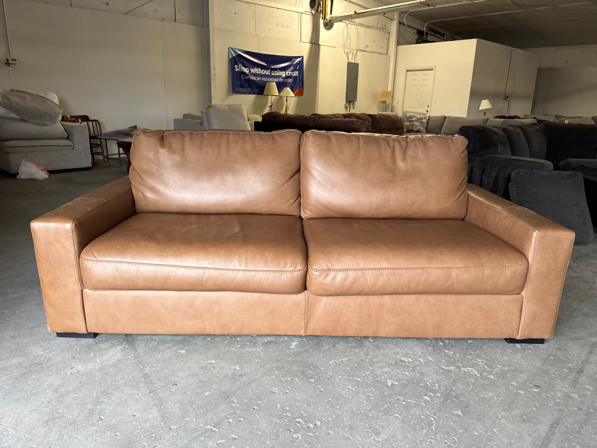 Camel Brown Leather Couch