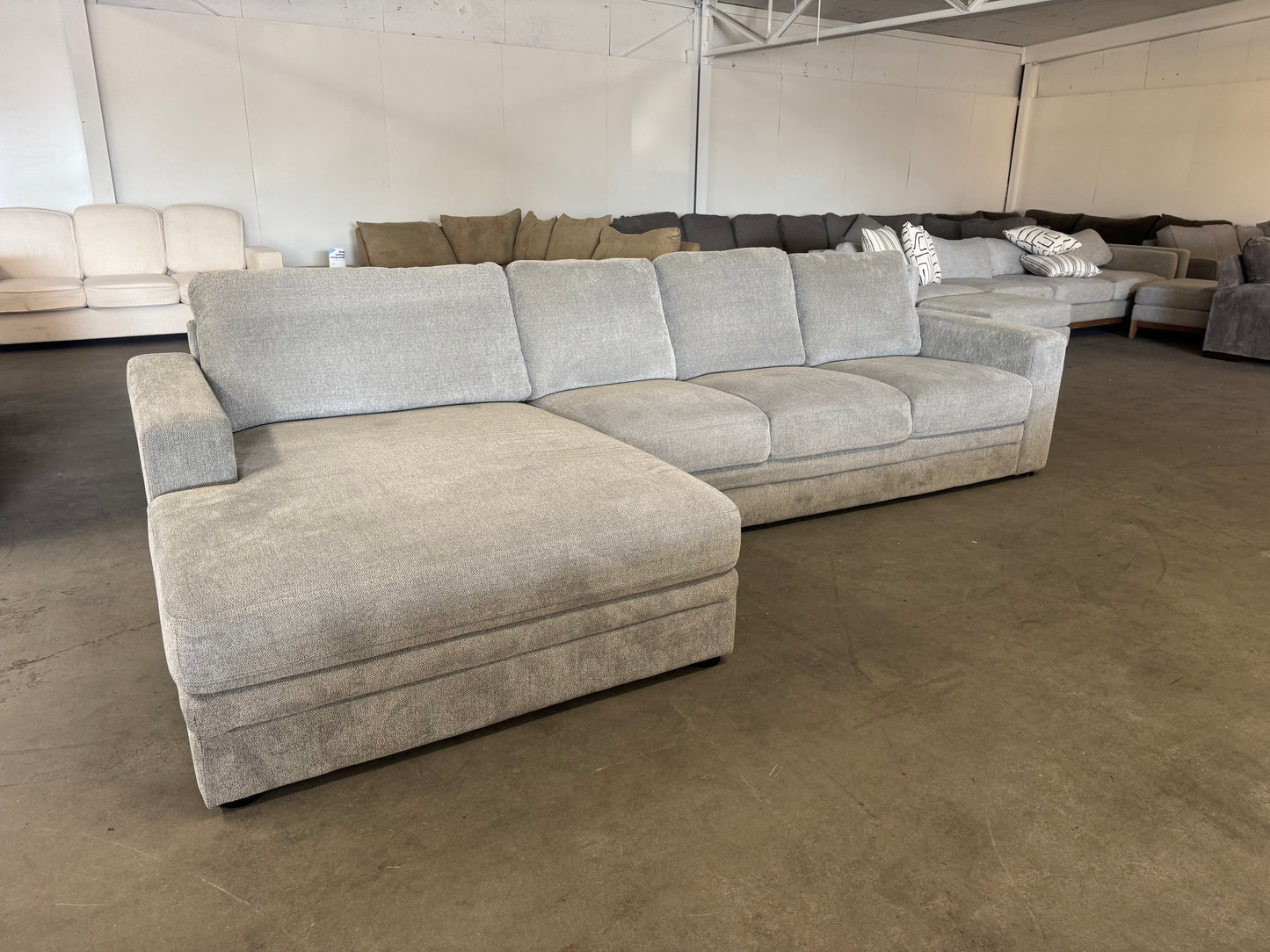 Gray Sectional Couch with Oversized Chaise