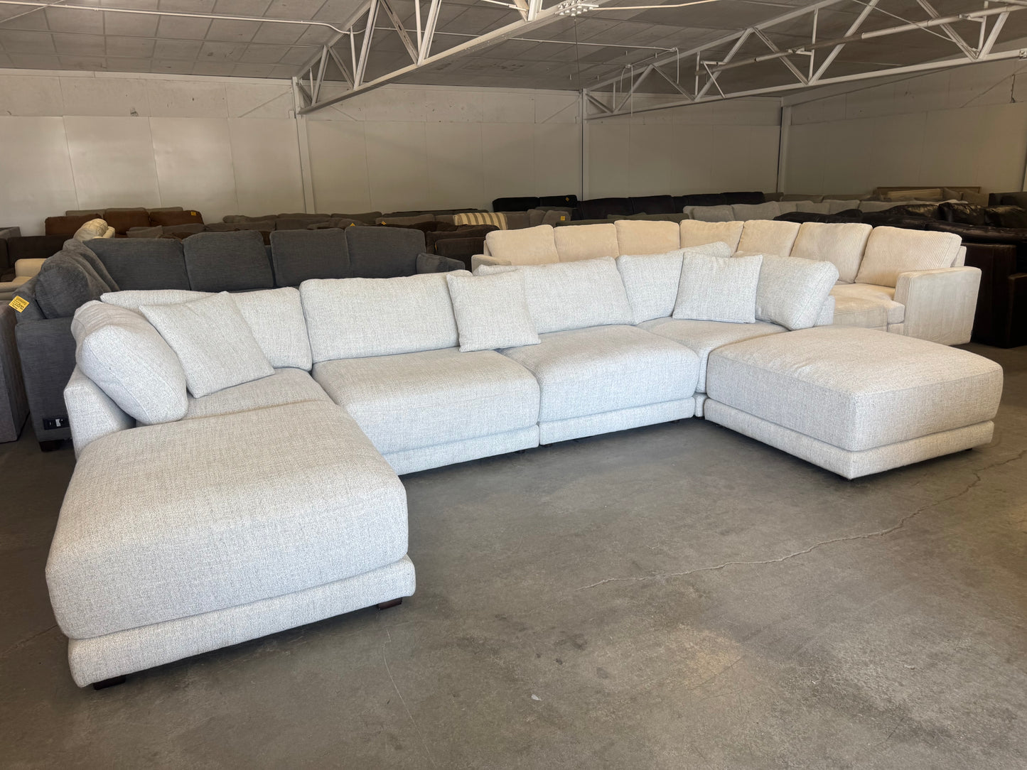 White Modular Cloud Sectional with Dual Ottoman