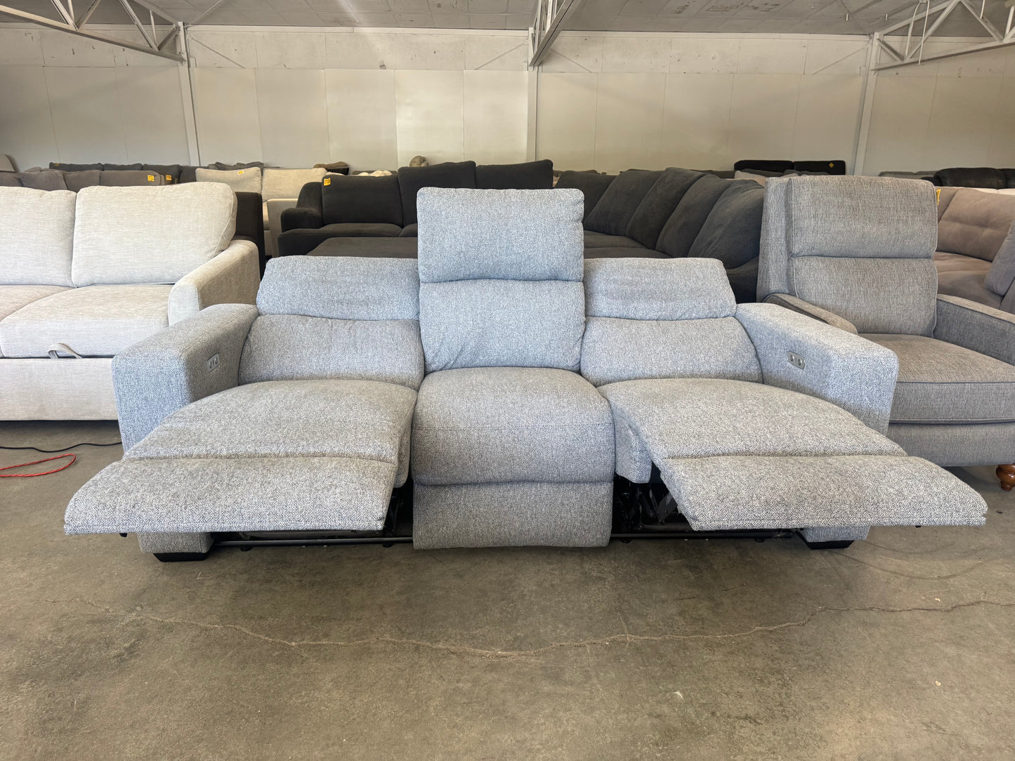 Gray Fabric Power Reclining Sofa