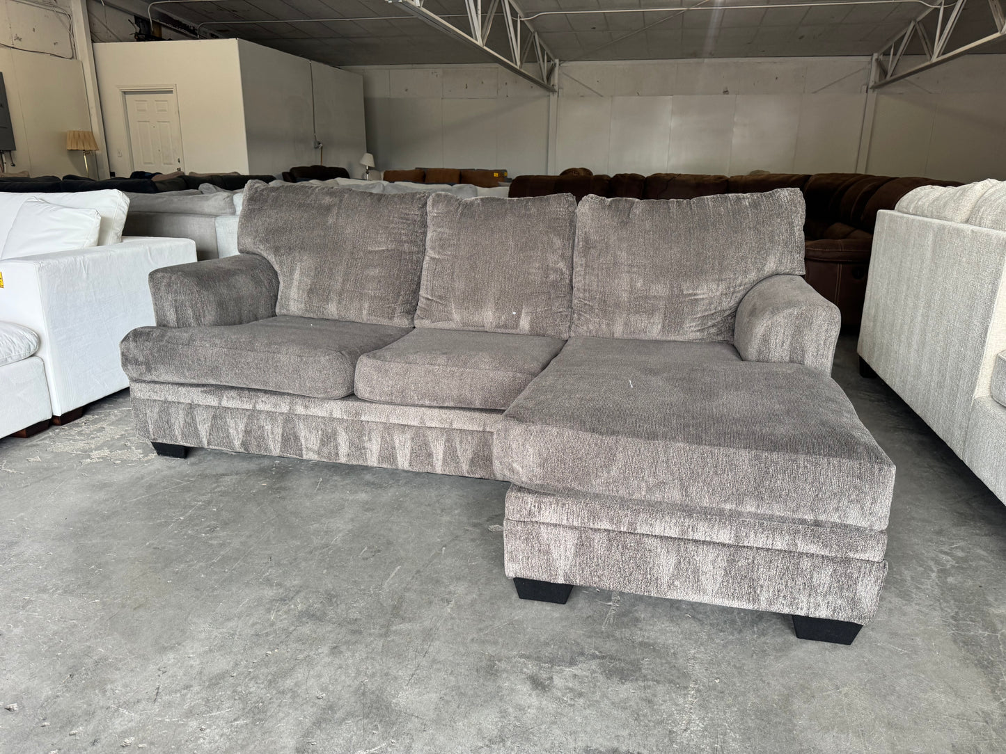 Charcoal Gray Apartment Sectional with Reversible Chaise