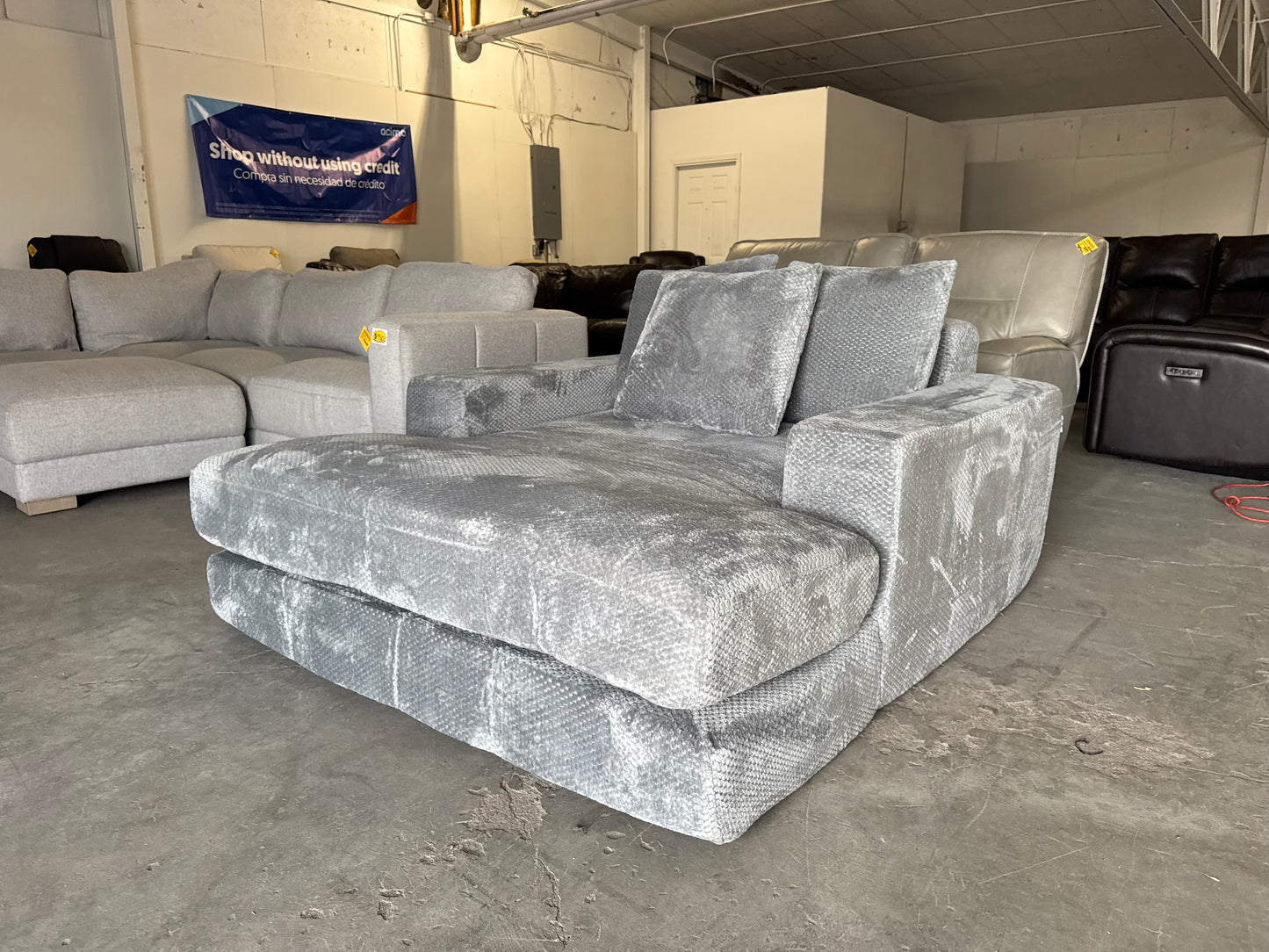 Plush Gray Corduroy Boneless Couch Lounger