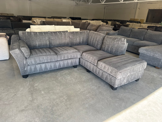 Charcoal Gray L-Shaped Sectional with Chaise Lounge