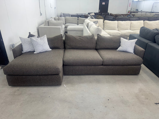 Crate & Barrel Brown L Shape Sectional Couch with Chaise