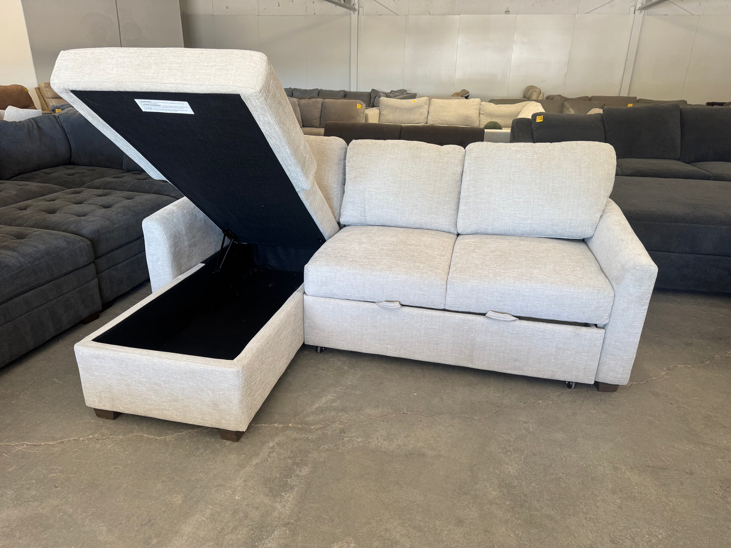 Beige Coddle Cameron Convertible Sleeper Sofa with Storage Chaise