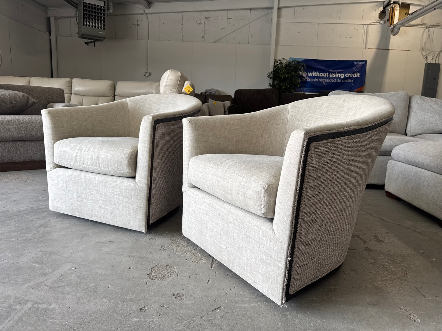 Designer Beige Swivel Chairs (Set of 2)