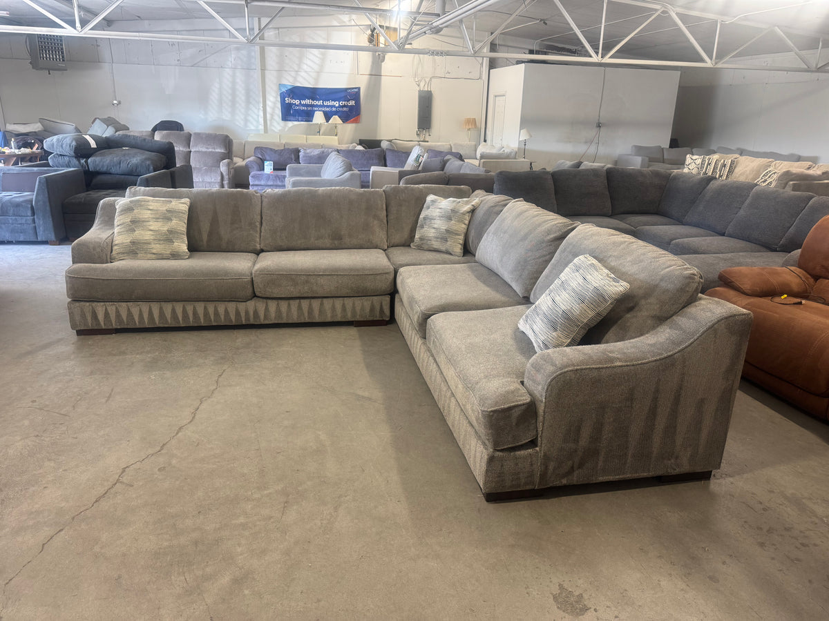 Deep Seated Gray L-Shape Sectional Couch