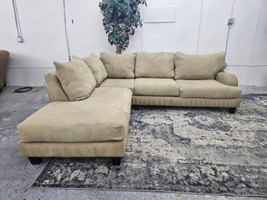 Beige / Tan L Shape Sectional Couch with Chaise