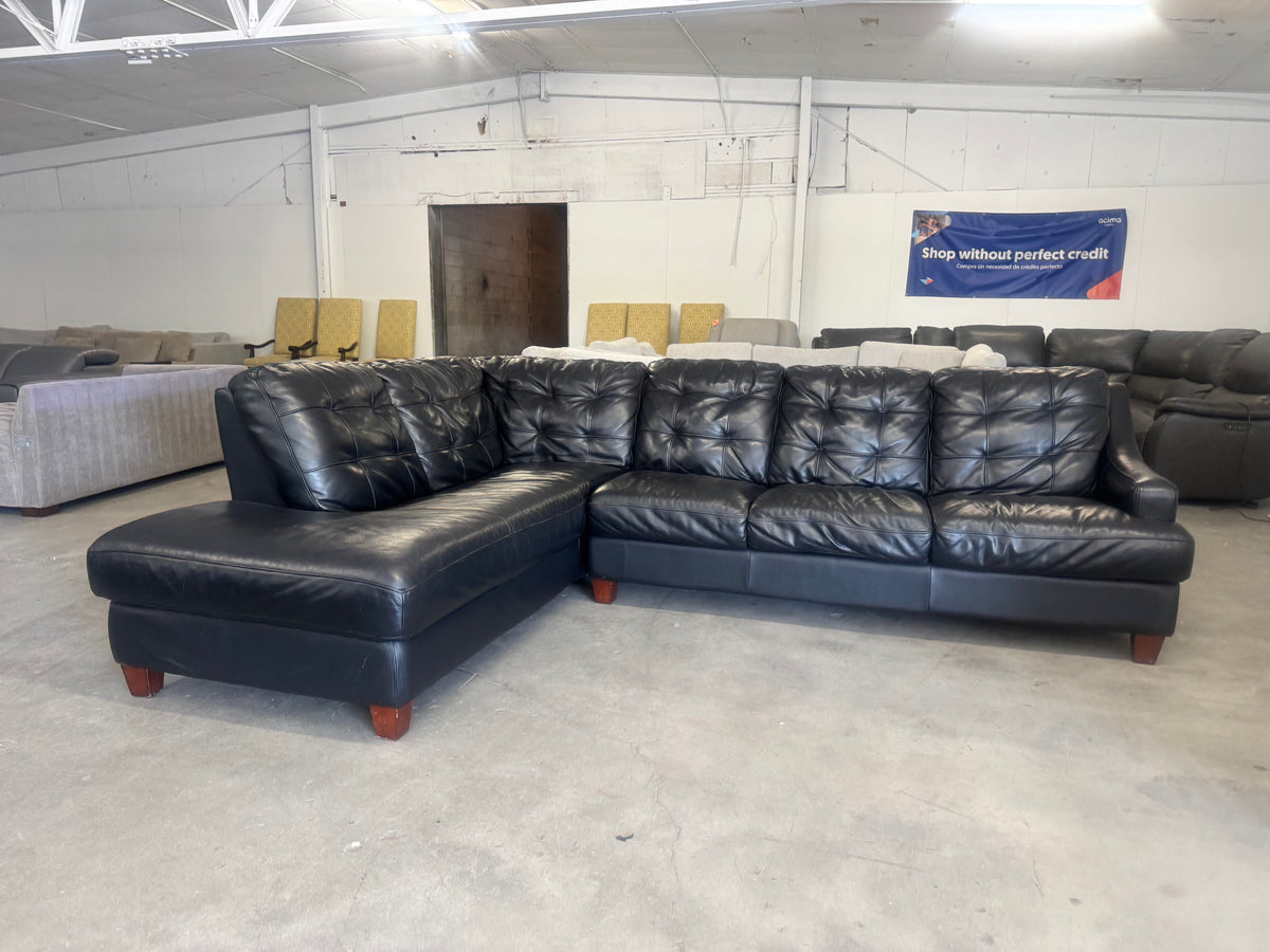 Black Leather Sectional Couch