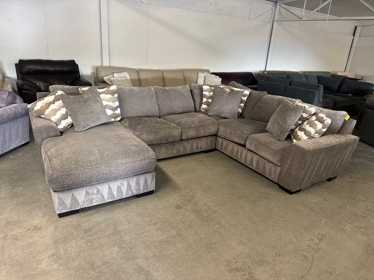 Taupe Down-Filled U-Shaped Sectional – Like New