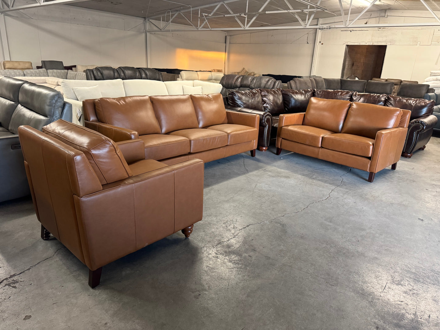 Leather Sofa Set – West Park 3-Piece Leather Set (Sofa, Loveseat & Chair)