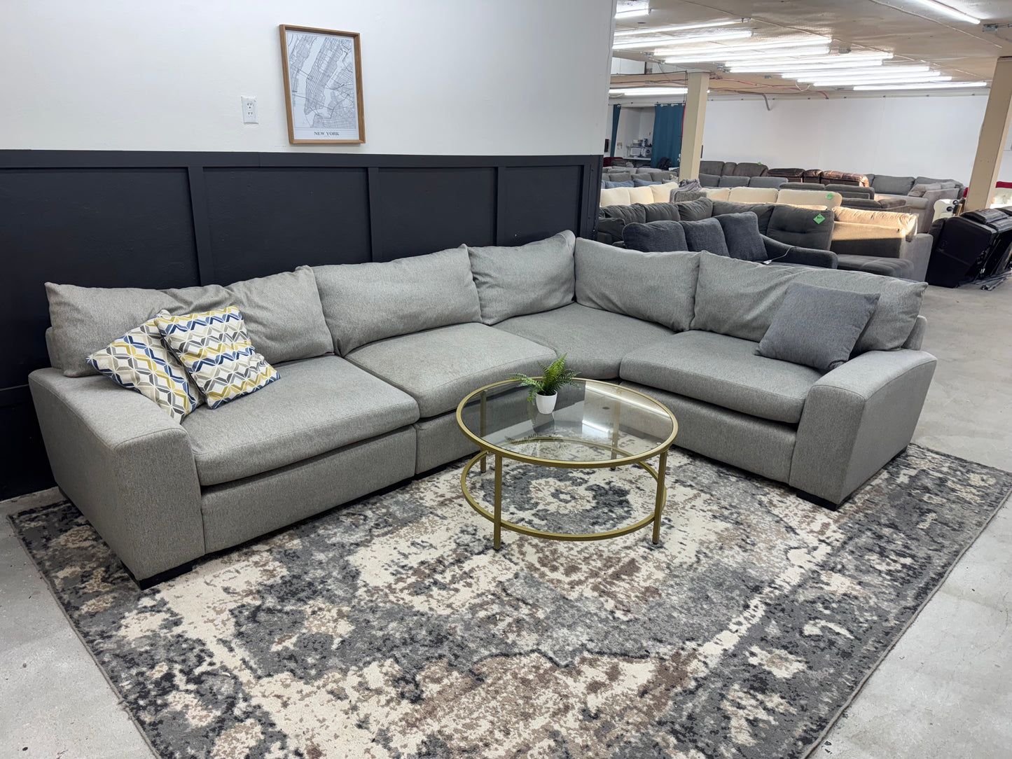 Huge Gray Modular 4-Piece Sectional