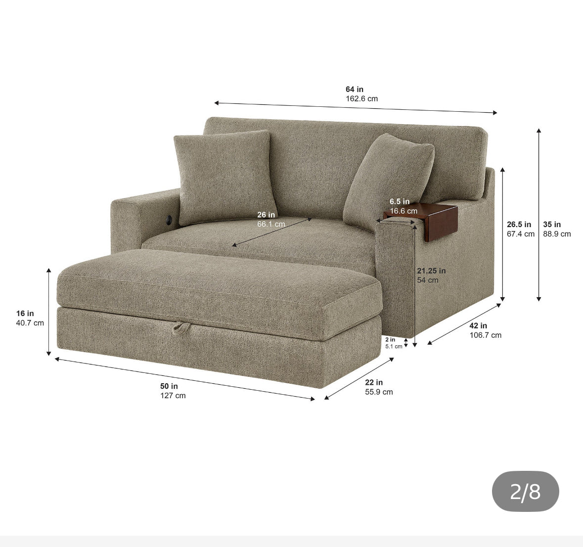 Thomasville Gilroy Oversized Storage Chair with Ottoman