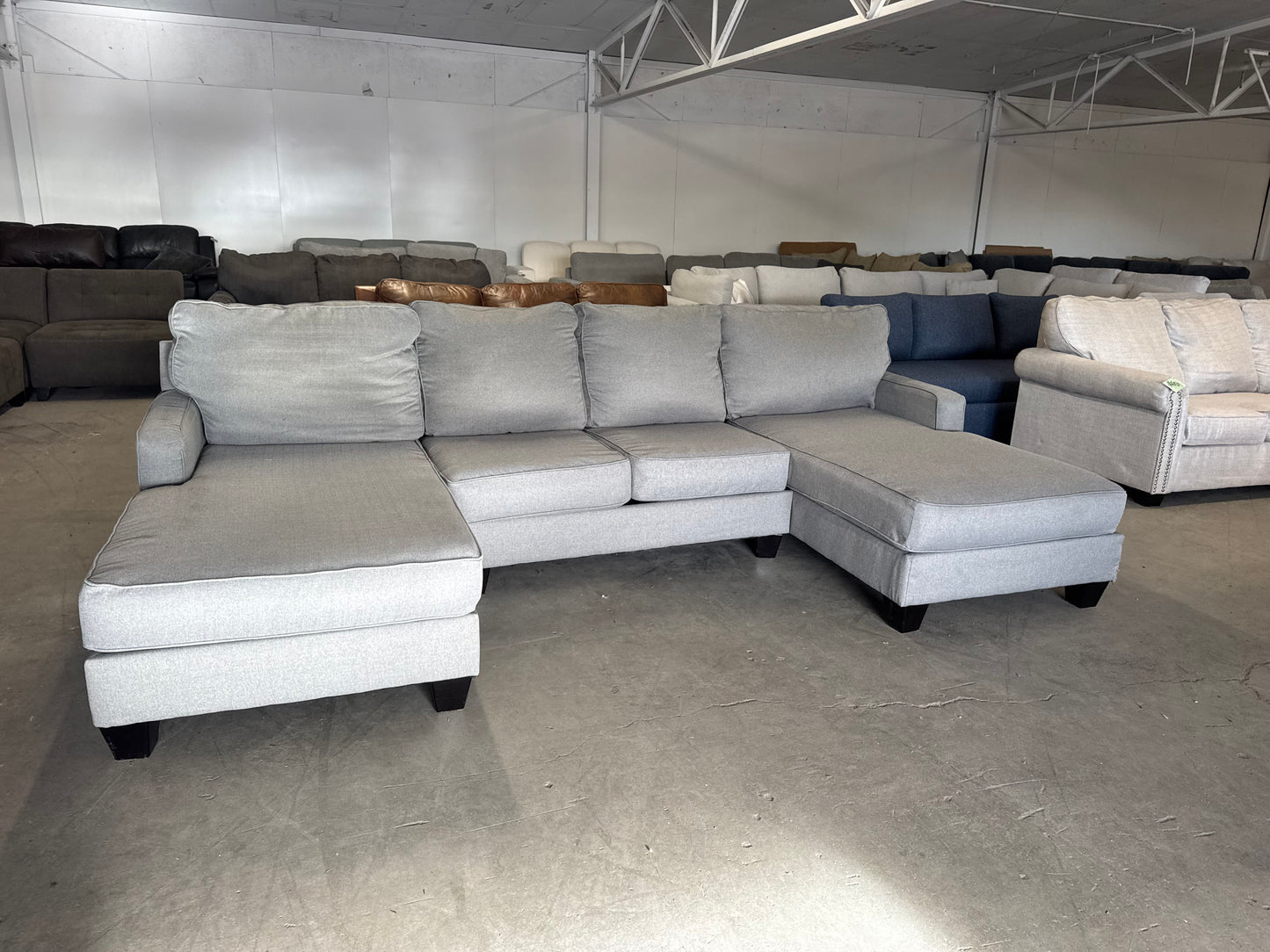 Gray Sectional with Dual Chaise Lounges