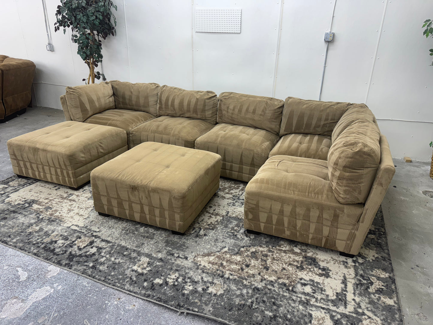 Tan Modular 7 Piece Boho Sectional Sofa