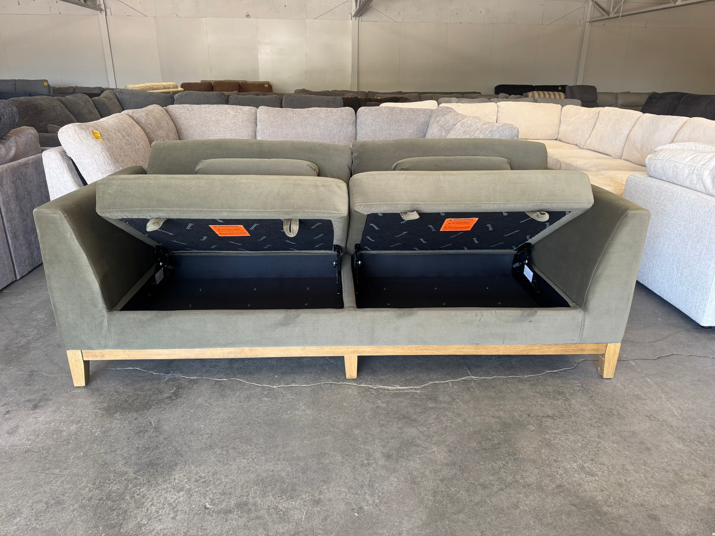 Green Mid Century Modern Sofa with Hidden Storage