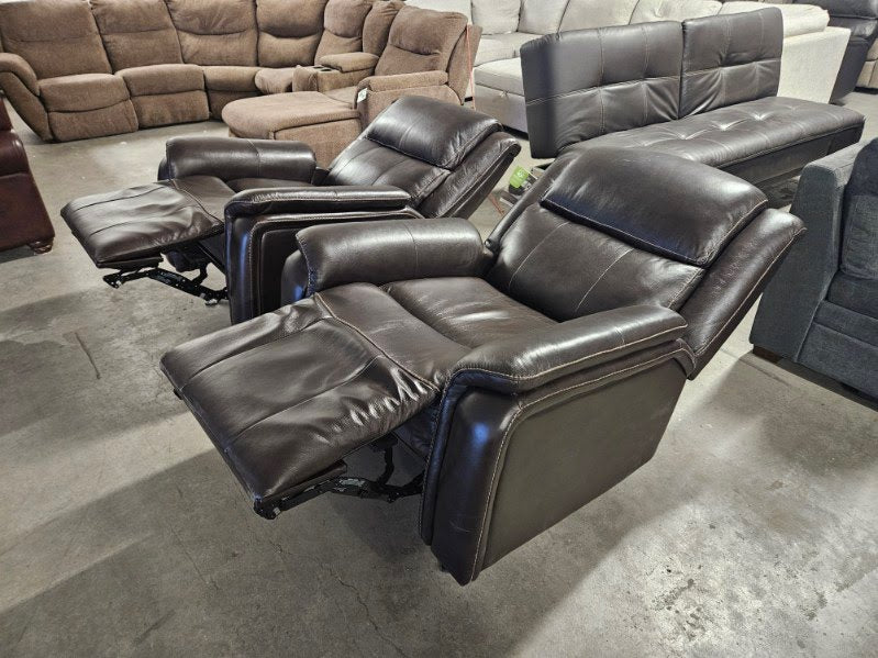 Barcalounger Bryson Dark Brown Leather Power Recliners (Pair)