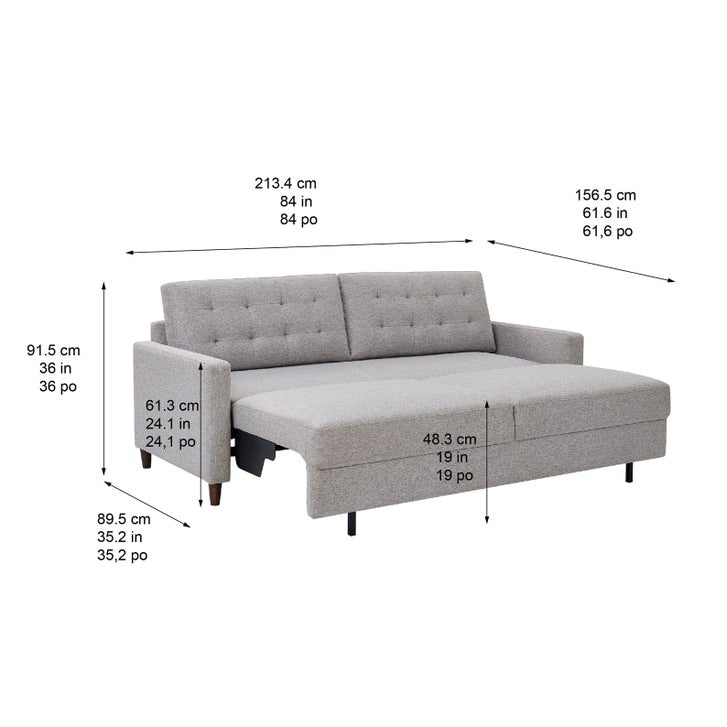 Sleeper Sofa – Gray Convertible Couch with Pull-Out Bed