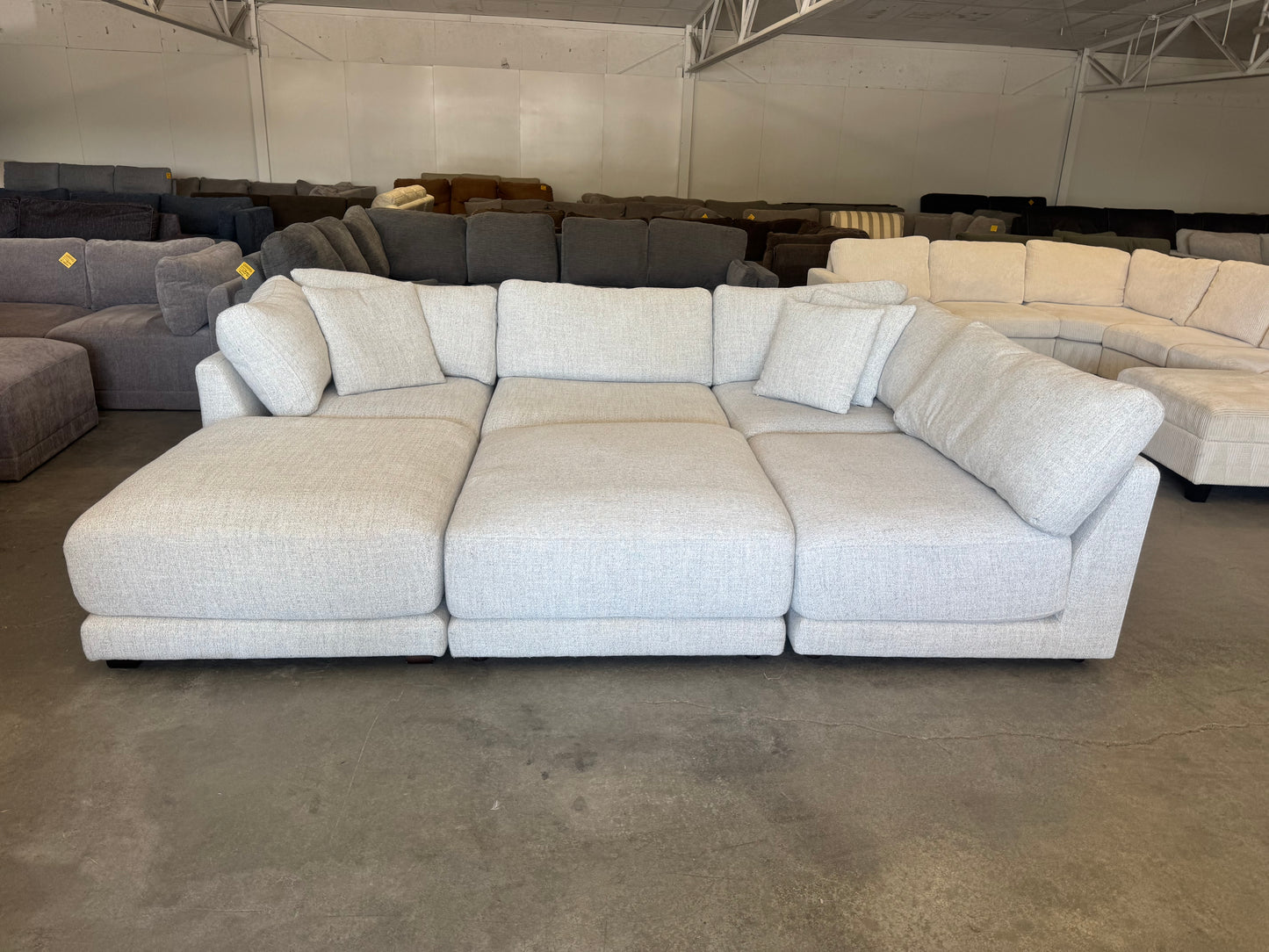 White Modular Cloud Sectional with Dual Ottoman