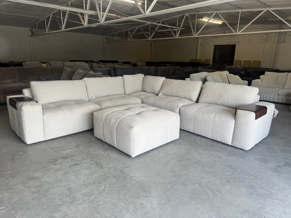 Gorgeous Beige 6-Piece Modular Sectional with Ottoman