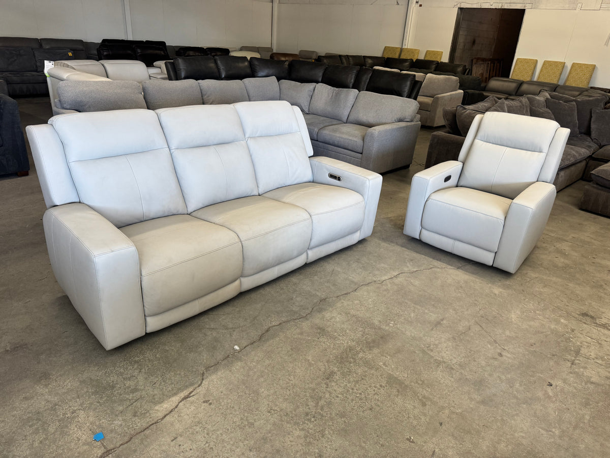 Simon Li Wren Leather Power Reclining Sofa & Zero Gravity Recliner