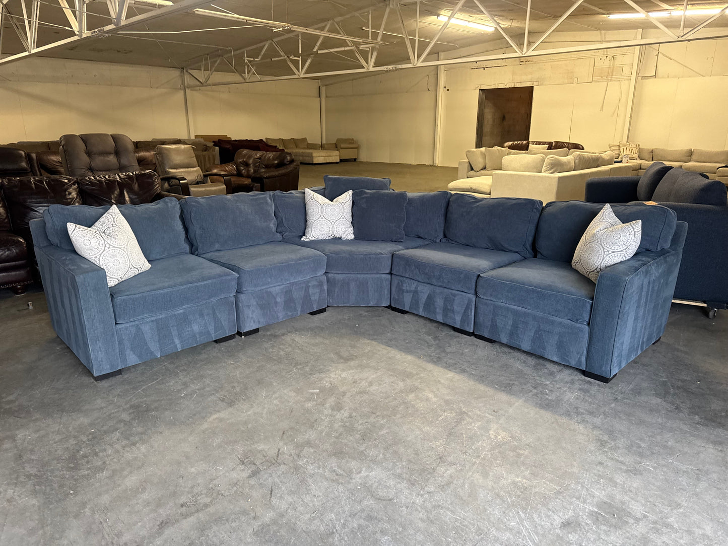 Macy’s Radley Navy Blue 5-Piece Fabric Sofa