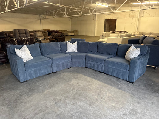 Macy’s Radley Navy Blue 5-Piece Fabric Sofa