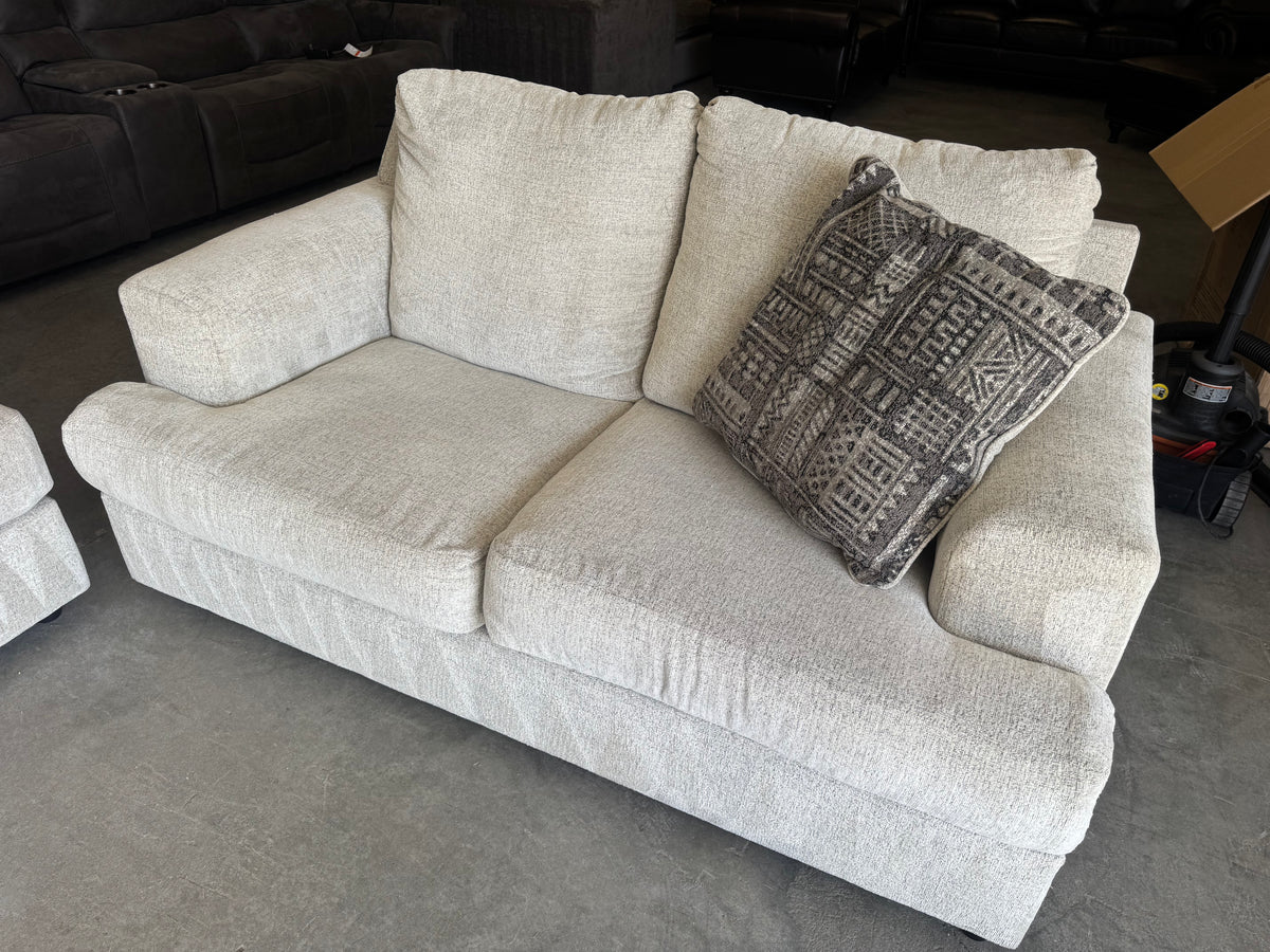 Living Room Set – Plush Beige Sleeper Sofa, Loveseat & Barrel Chair