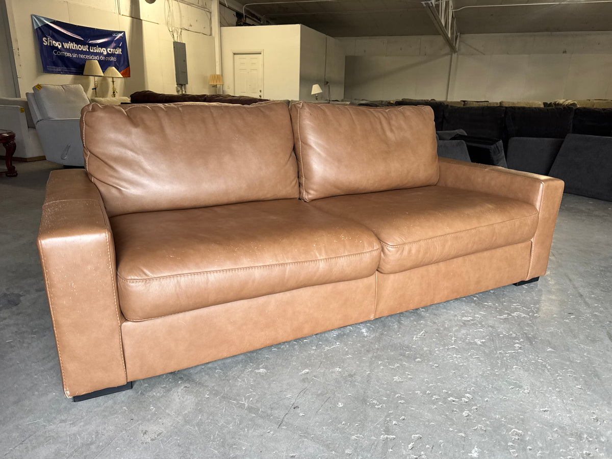 Camel Brown Leather Couch